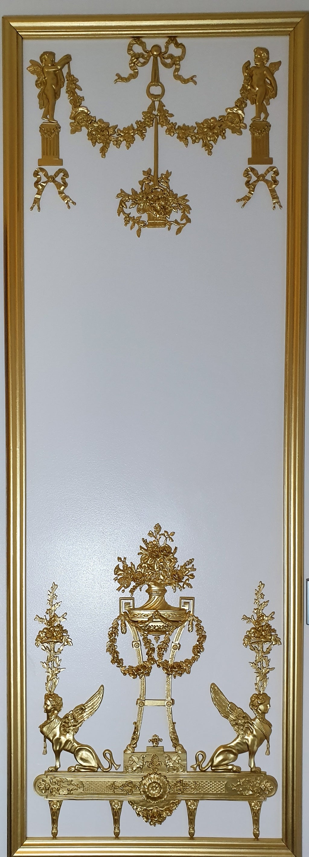 1 DECORATIVE ANTIQUE LOUIS XVI MARIE ANTOINETTE STYLE GILT OR WHITE WALL PANELLING PANEL (No115)