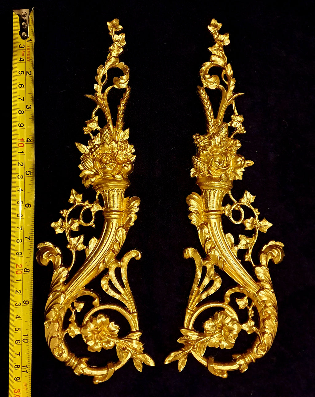PAIR FRENCH ANTIQUE LOUIS XVI RESIN WALL DOOR MOULDING DECORATION (No29)