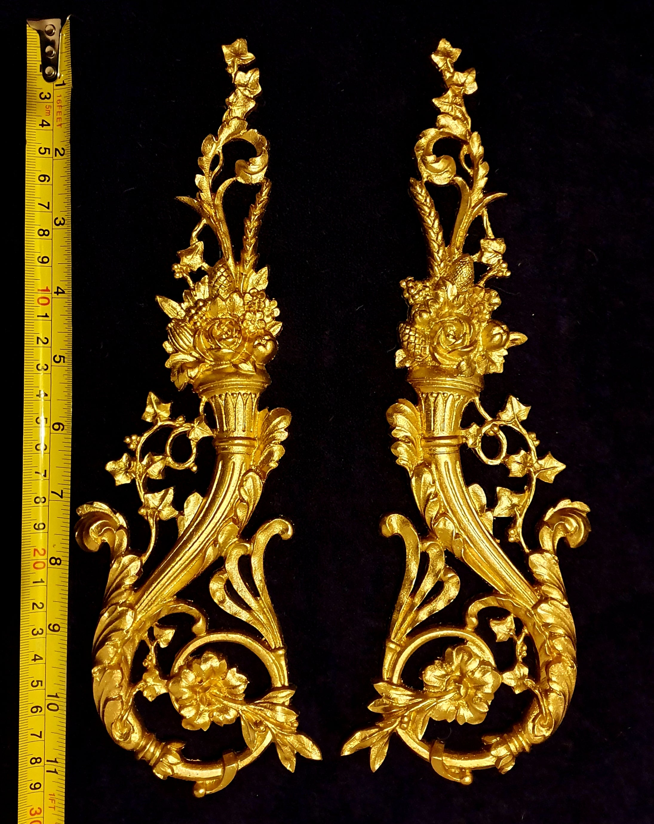 PAIR FRENCH ANTIQUE LOUIS XVI RESIN WALL DOOR MOULDING DECORATION (No29)