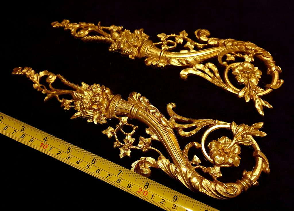 PAIR FRENCH ANTIQUE LOUIS XVI RESIN WALL DOOR MOULDING DECORATION (No29)