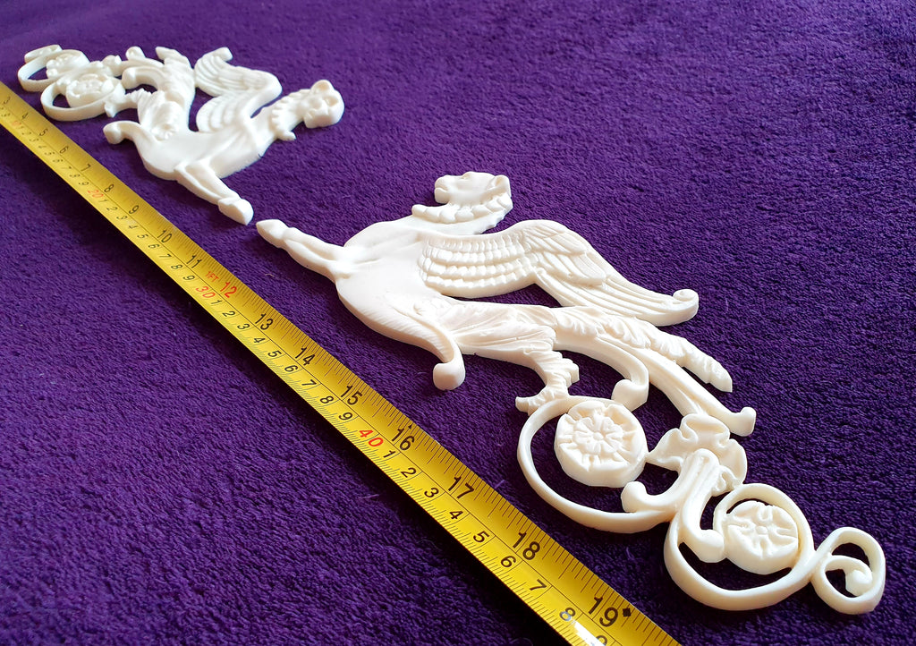 LARGE PAIR EMPIRE SPHINX GRIFFIN WALL MOULDING ONLAY APPLIQUE (No52)