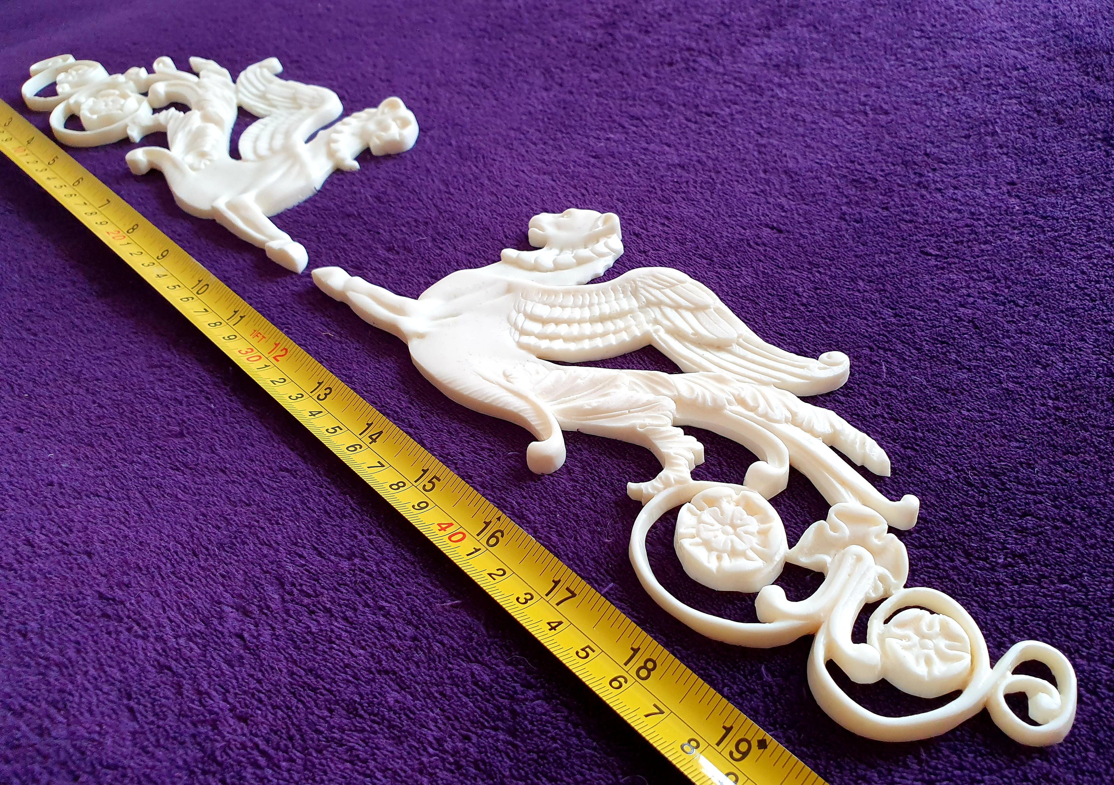 LARGE PAIR EMPIRE SPHINX GRIFFIN WALL MOULDING ONLAY APPLIQUE (No52)