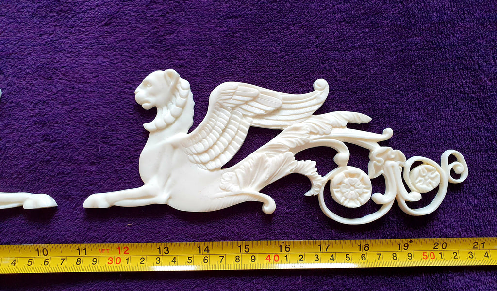 LARGE PAIR EMPIRE SPHINX GRIFFIN WALL MOULDING ONLAY APPLIQUE (No52)
