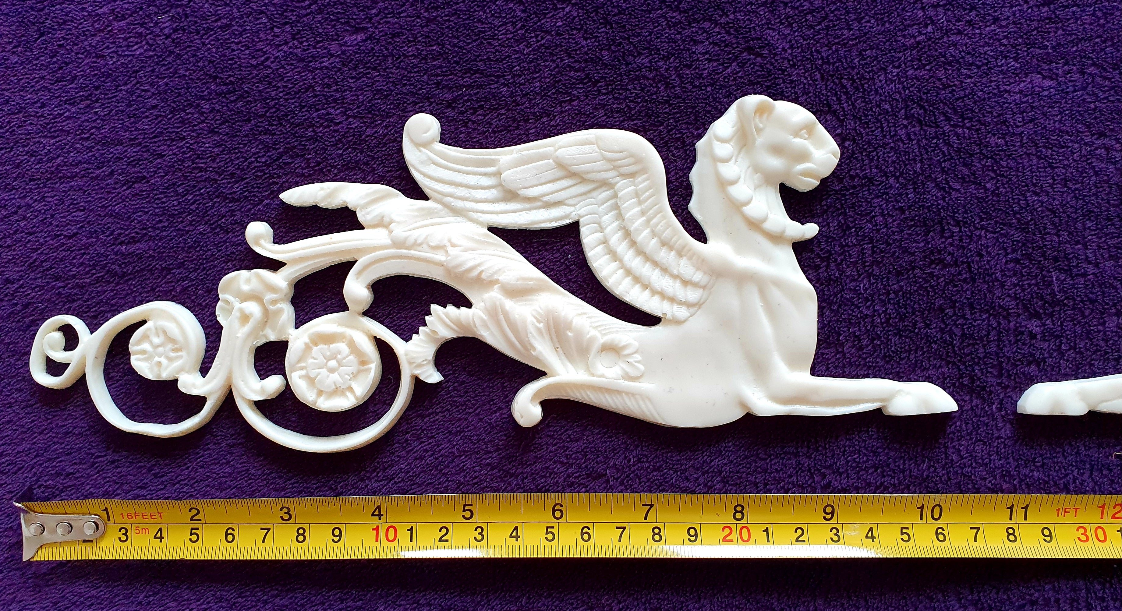 LARGE PAIR EMPIRE SPHINX GRIFFIN WALL MOULDING ONLAY APPLIQUE (No52)