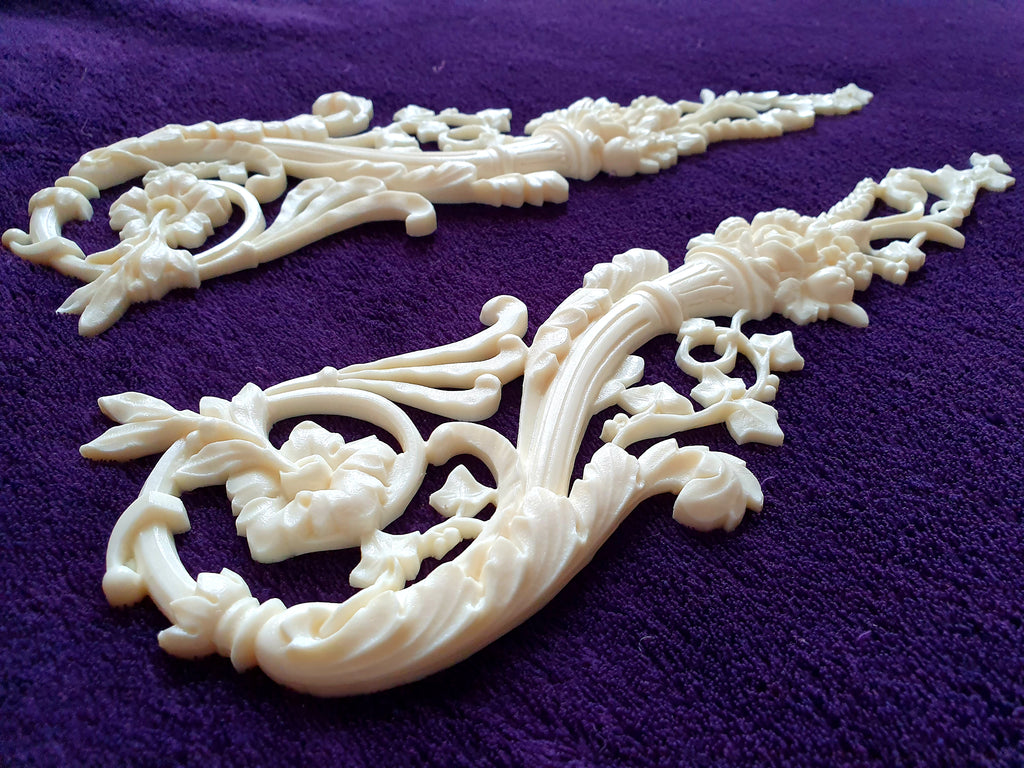 PAIR FRENCH ANTIQUE LOUIS XVI RESIN WALL DOOR MOULDING DECORATION (No29)
