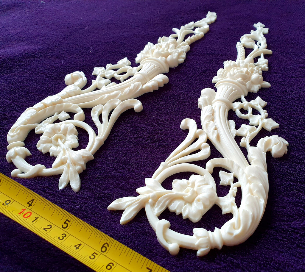 PAIR FRENCH ANTIQUE LOUIS XVI RESIN WALL DOOR MOULDING DECORATION (No29)