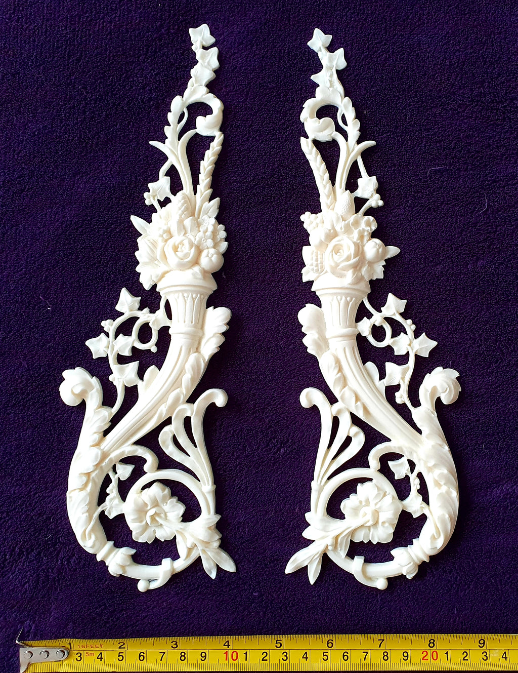 PAIR FRENCH ANTIQUE LOUIS XVI RESIN WALL DOOR MOULDING DECORATION (No29)