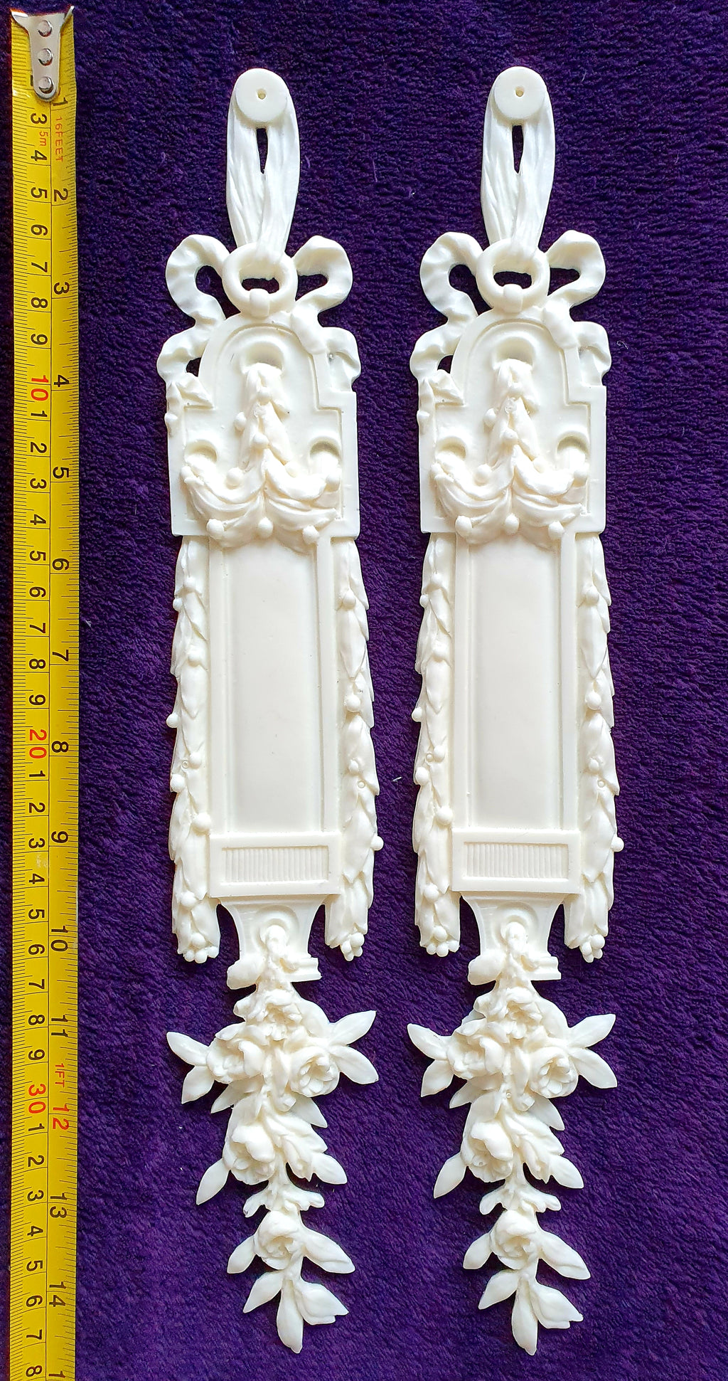 PAIR DECORATIVE MOULDING ANTIQUE STYLE WALL MIRROR DECORATION (No75)