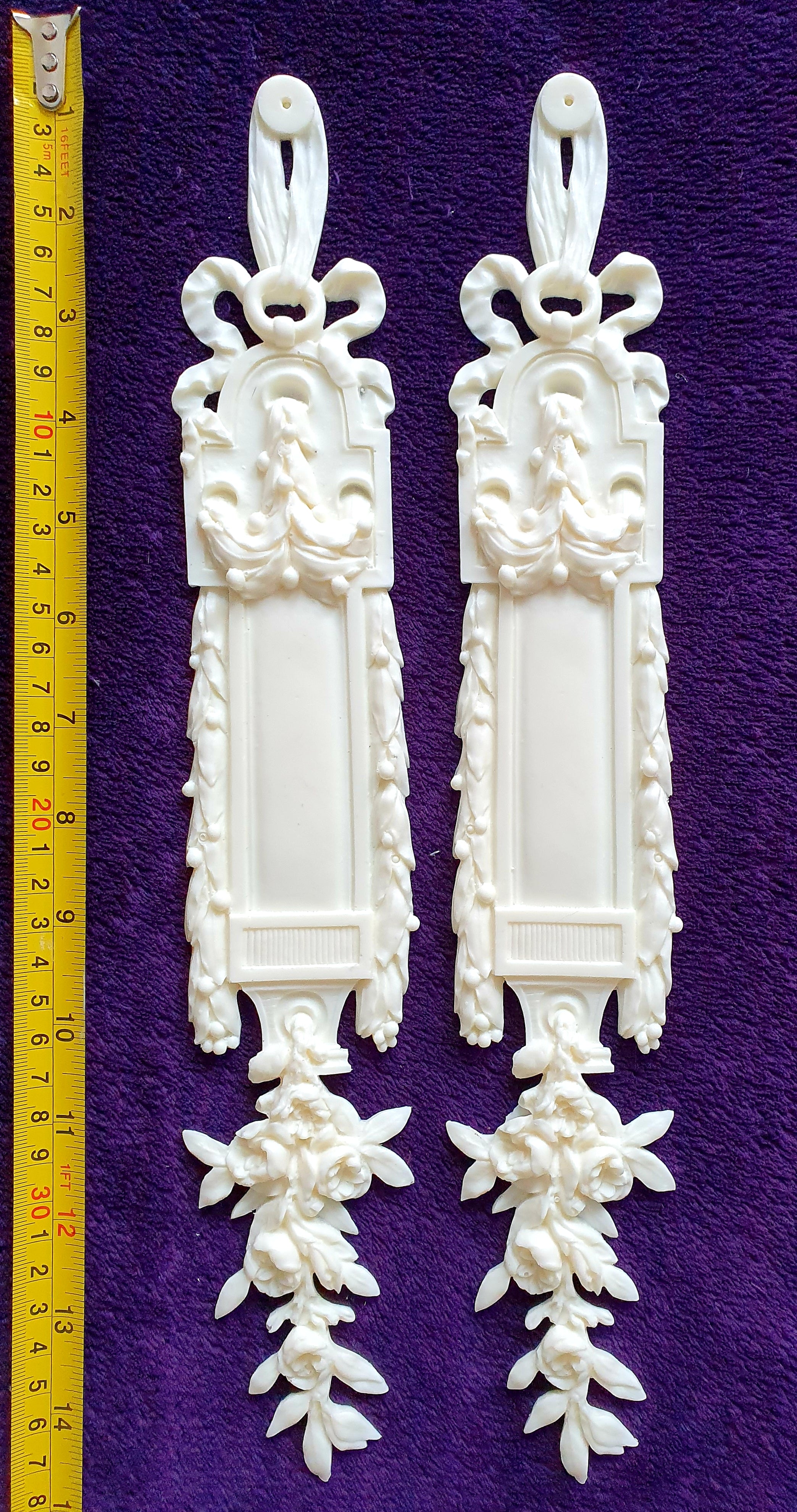 PAIR DECORATIVE MOULDING ANTIQUE STYLE WALL MIRROR DECORATION (No75)