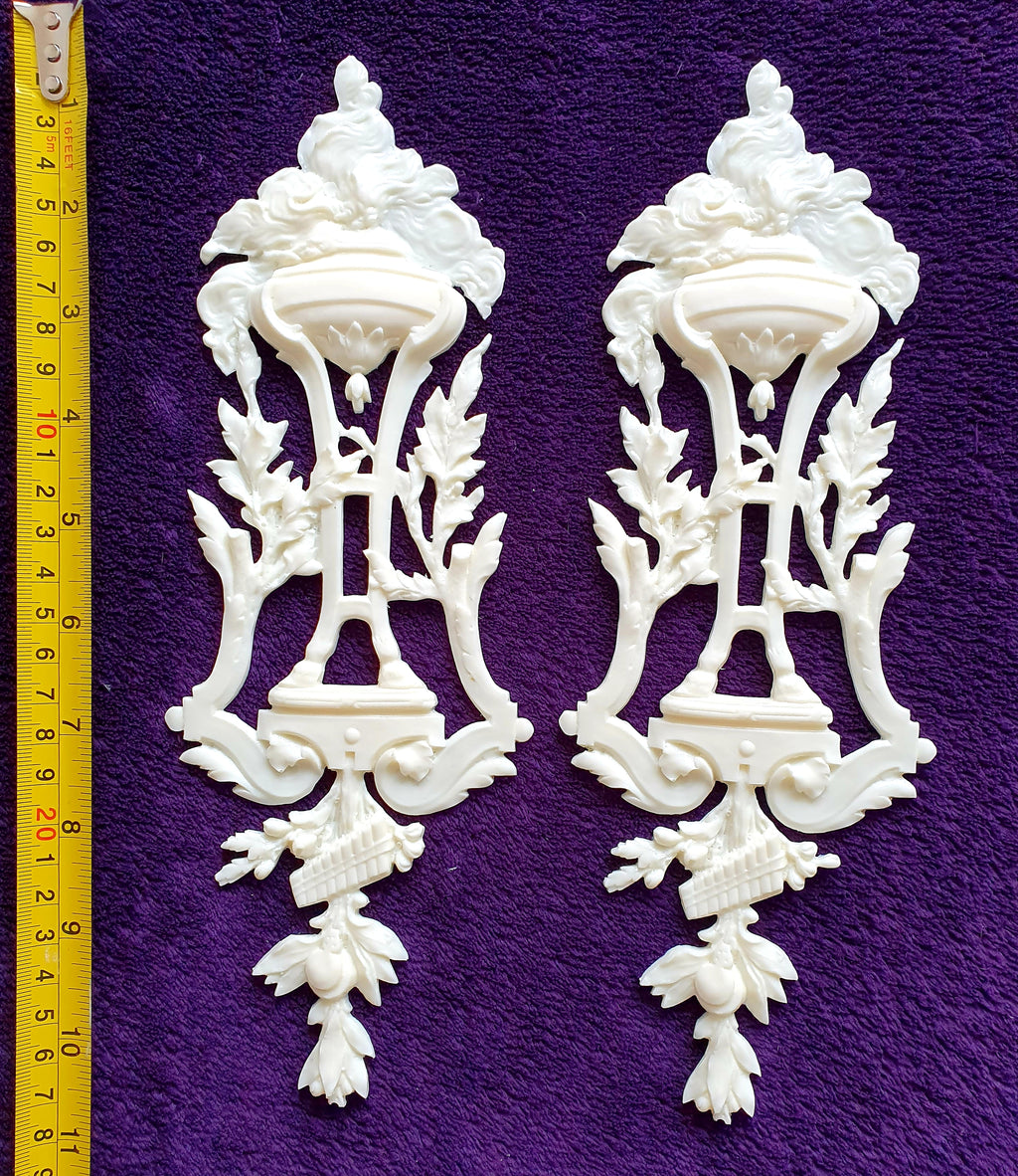 PAIR DECORATIVE MOULDING RESIN ONLAY APPLIQUE WALL MIRROR DECORATION (No35)