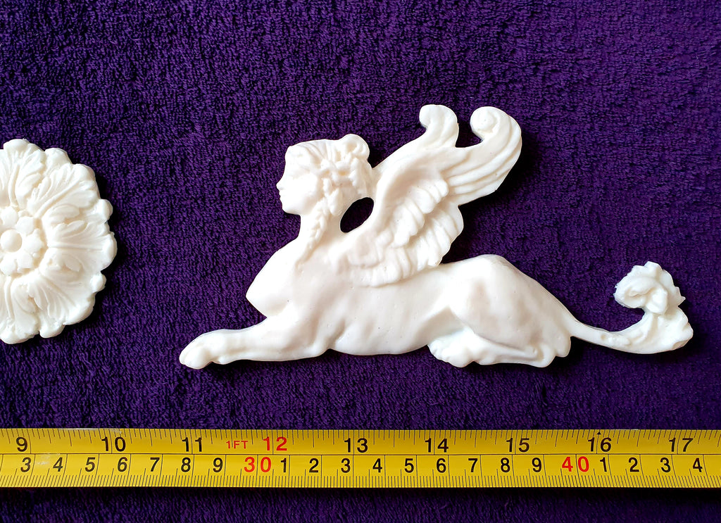 SMALL PAIR EMPIRE SPHINX GRIFFIN WALL MOULDING ONLAY APPLIQUE (No5)