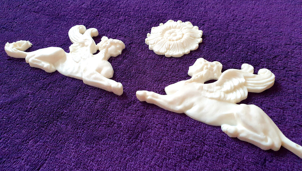 SMALL PAIR EMPIRE SPHINX GRIFFIN WALL MOULDING ONLAY APPLIQUE (No5)