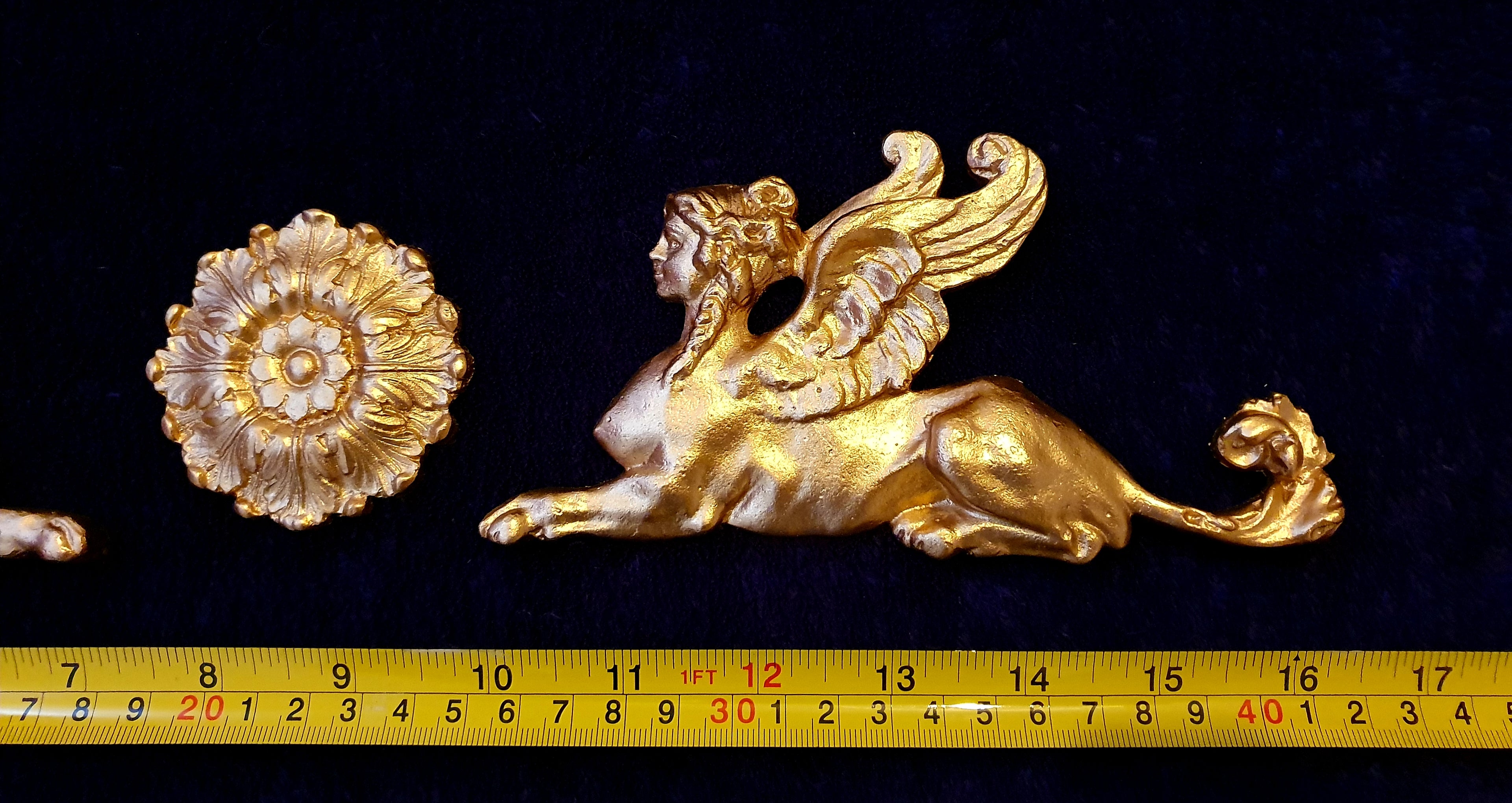 SMALL PAIR EMPIRE SPHINX GRIFFIN WALL MOULDING ONLAY APPLIQUE (No5)