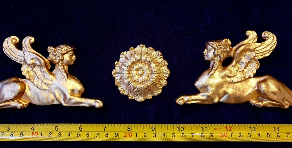 SMALL PAIR EMPIRE SPHINX GRIFFIN WALL MOULDING ONLAY APPLIQUE (No5)