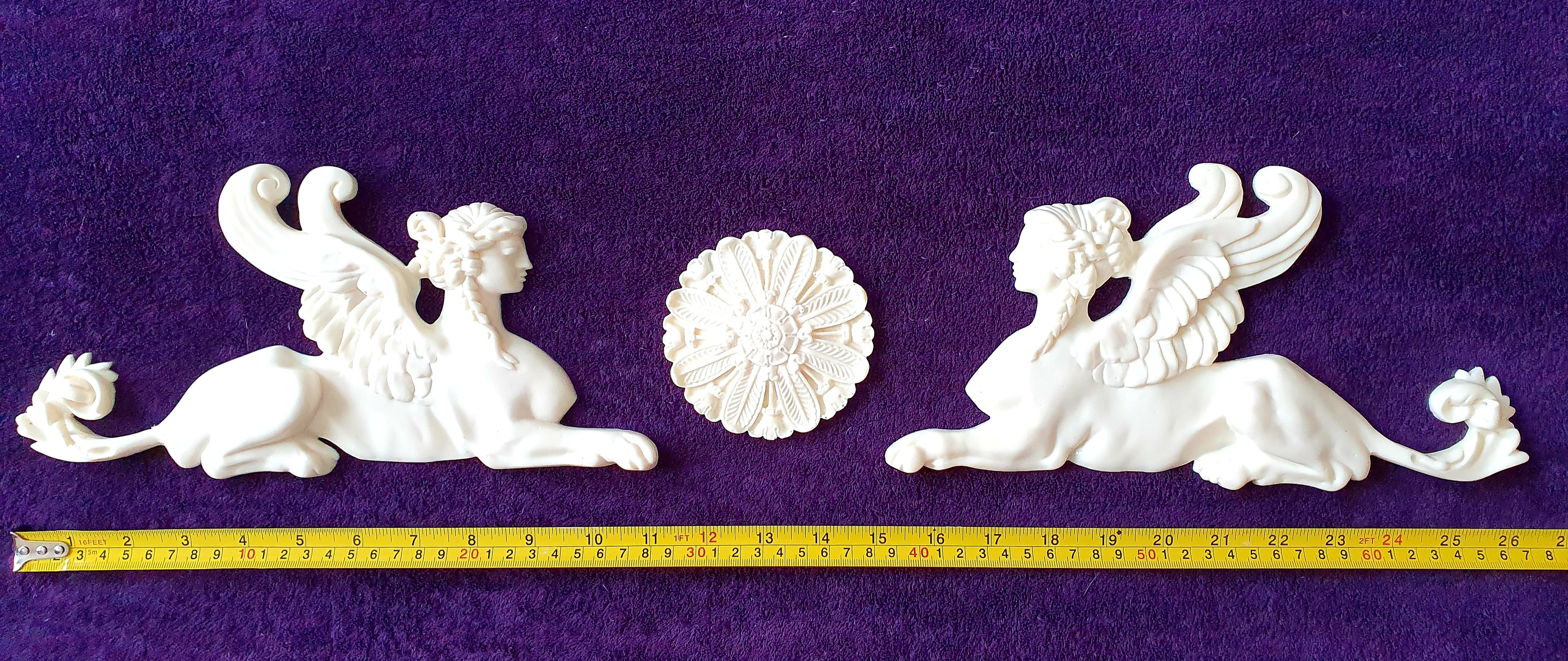 LARGE PAIR EMPIRE SPHINX GRIFFIN WALL MOULDING ONLAY APPLIQUE (No6)