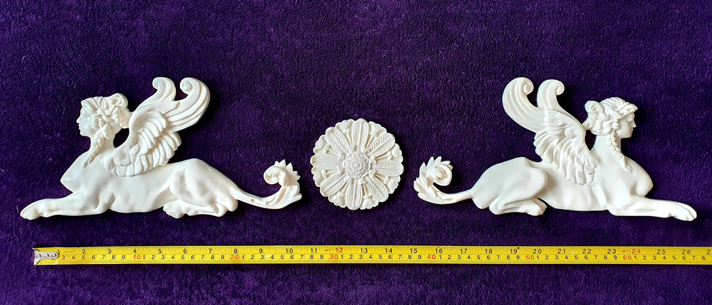 LARGE PAIR EMPIRE SPHINX GRIFFIN WALL MOULDING ONLAY APPLIQUE (No6)