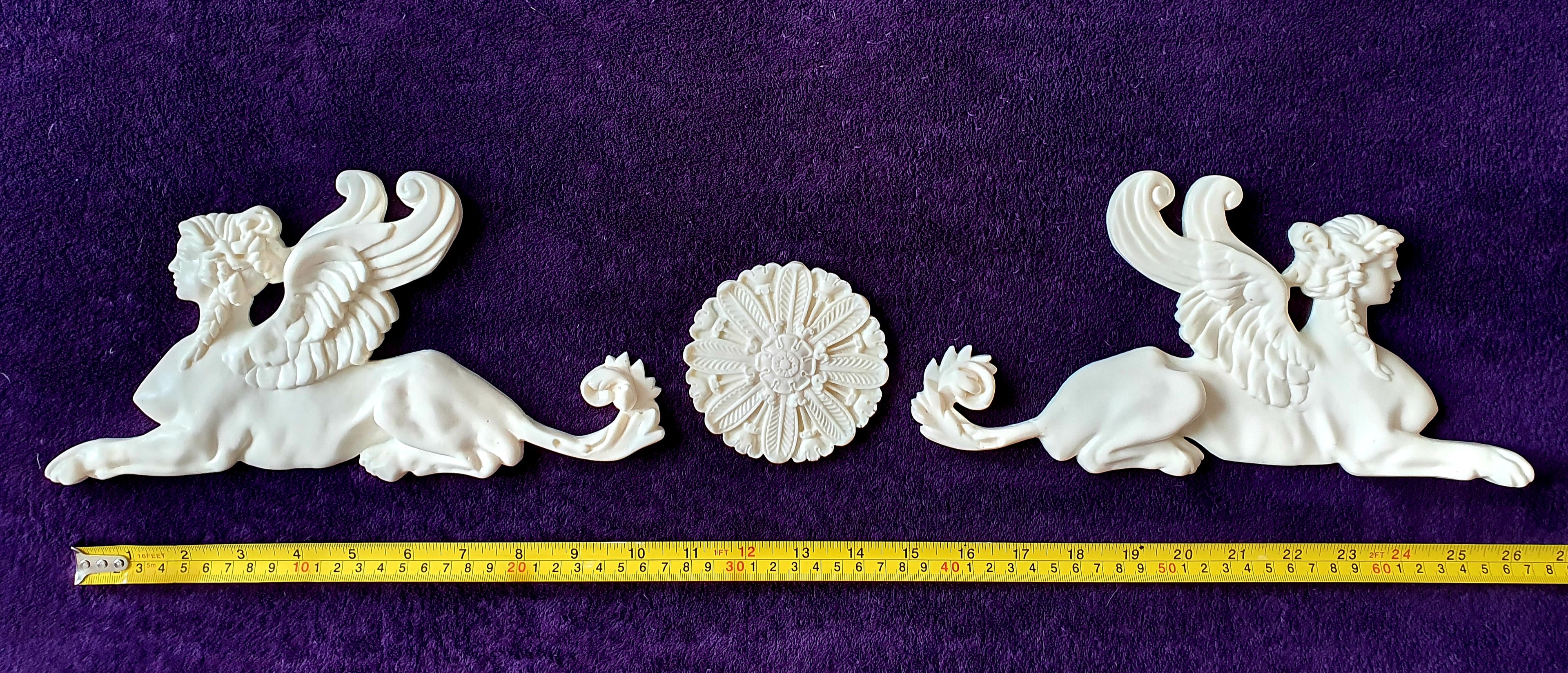 LARGE PAIR EMPIRE SPHINX GRIFFIN WALL MOULDING ONLAY APPLIQUE (No6)