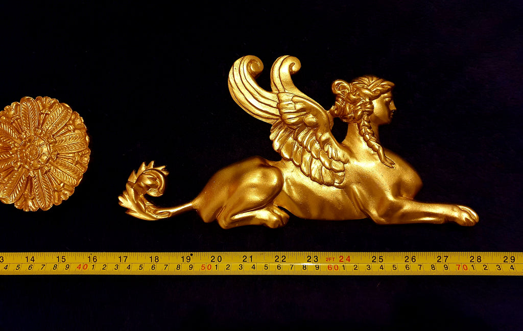 LARGE PAIR EMPIRE SPHINX GRIFFIN WALL MOULDING ONLAY APPLIQUE (No6)