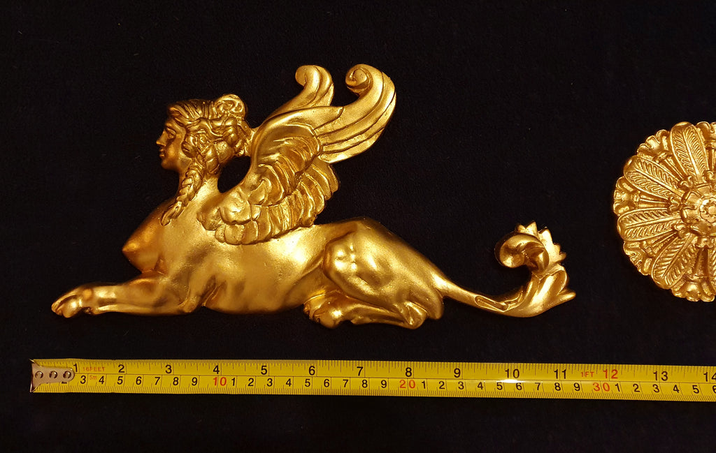 LARGE PAIR EMPIRE SPHINX GRIFFIN WALL MOULDING ONLAY APPLIQUE (No6)