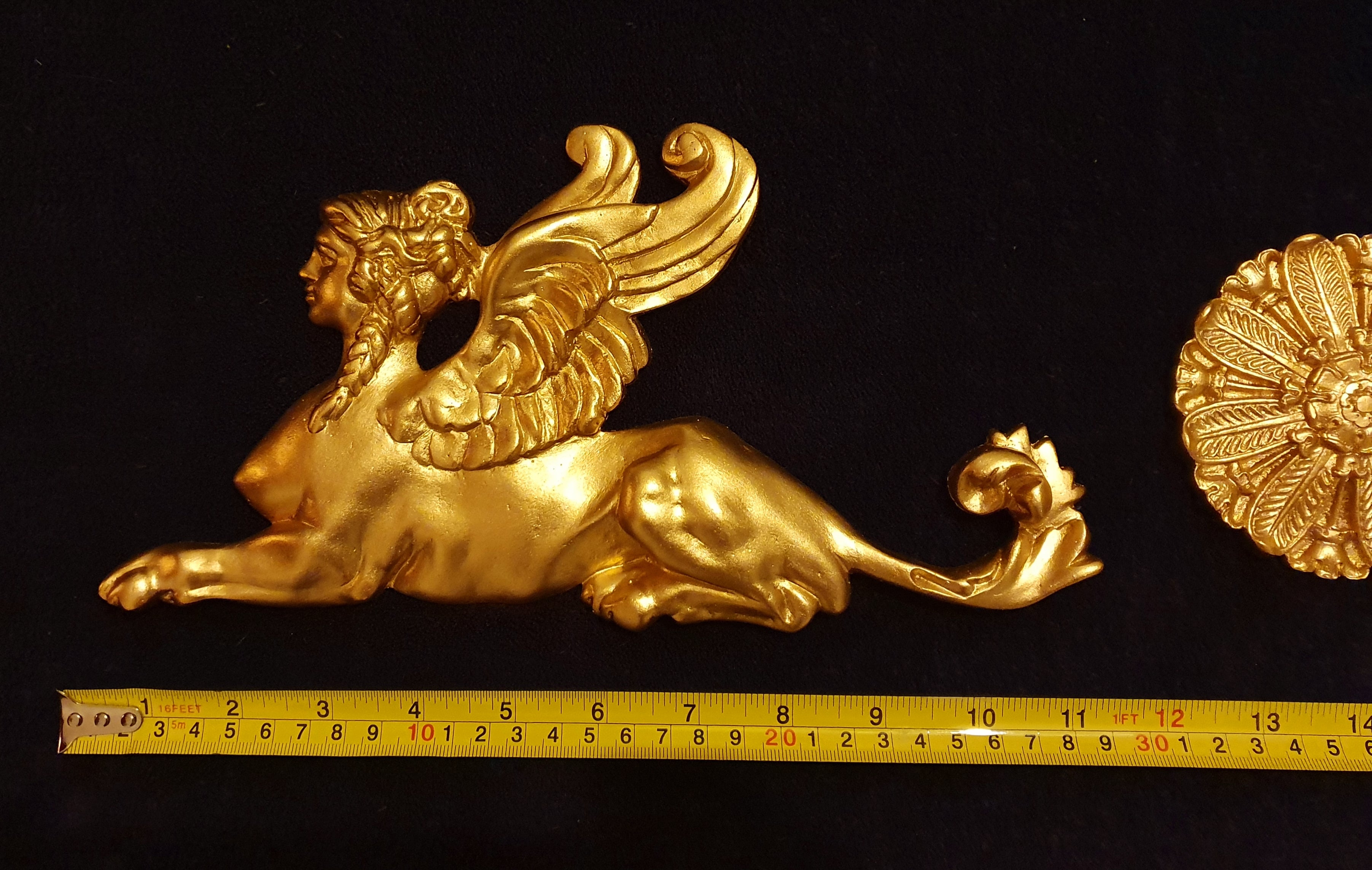 LARGE PAIR EMPIRE SPHINX GRIFFIN WALL MOULDING ONLAY APPLIQUE (No6)
