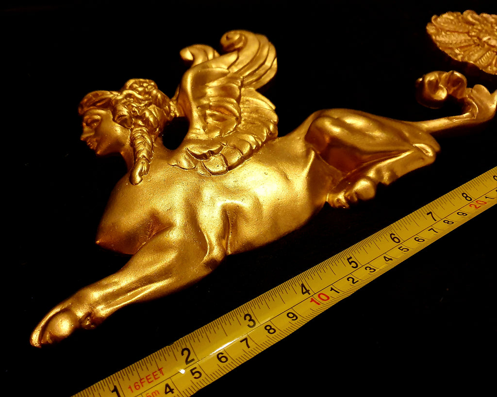 LARGE PAIR EMPIRE SPHINX GRIFFIN WALL MOULDING ONLAY APPLIQUE (No6)