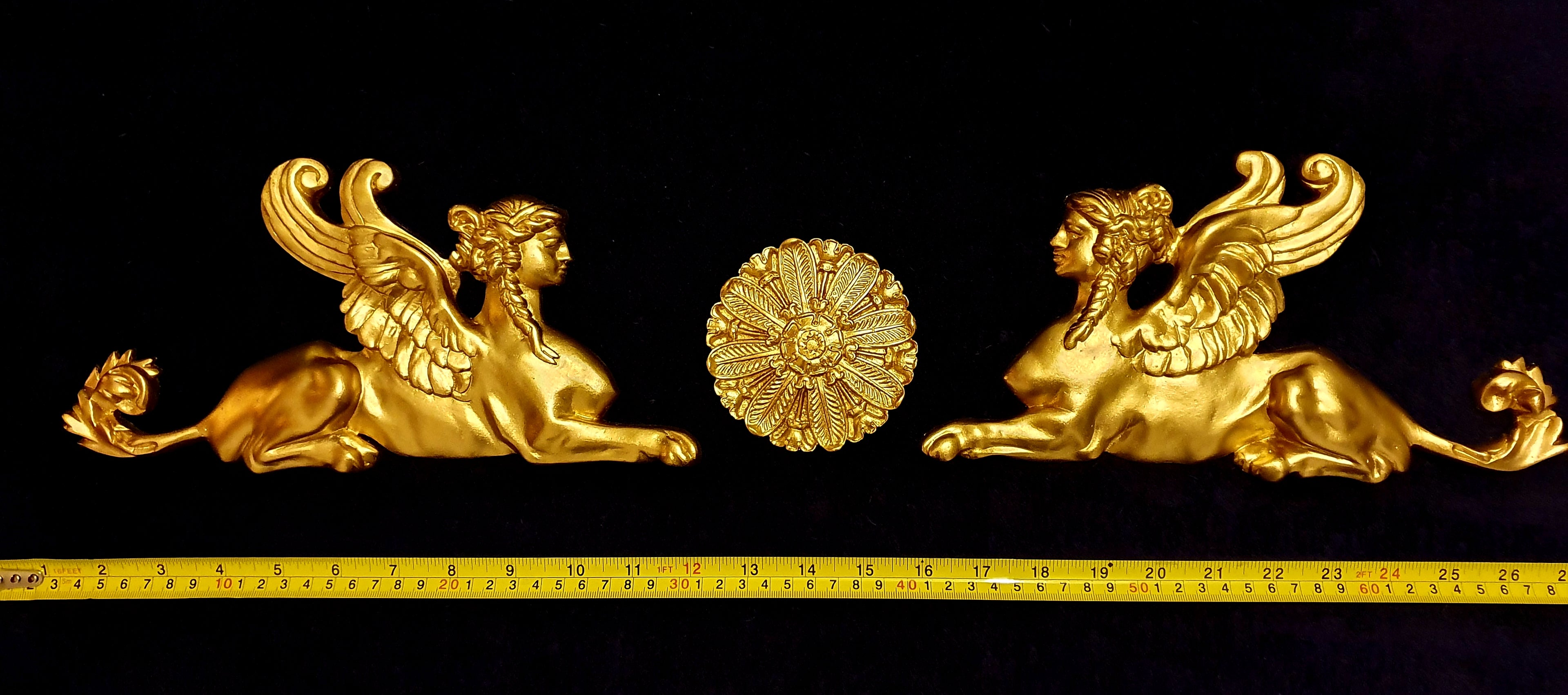 LARGE PAIR EMPIRE SPHINX GRIFFIN WALL MOULDING ONLAY APPLIQUE (No6)