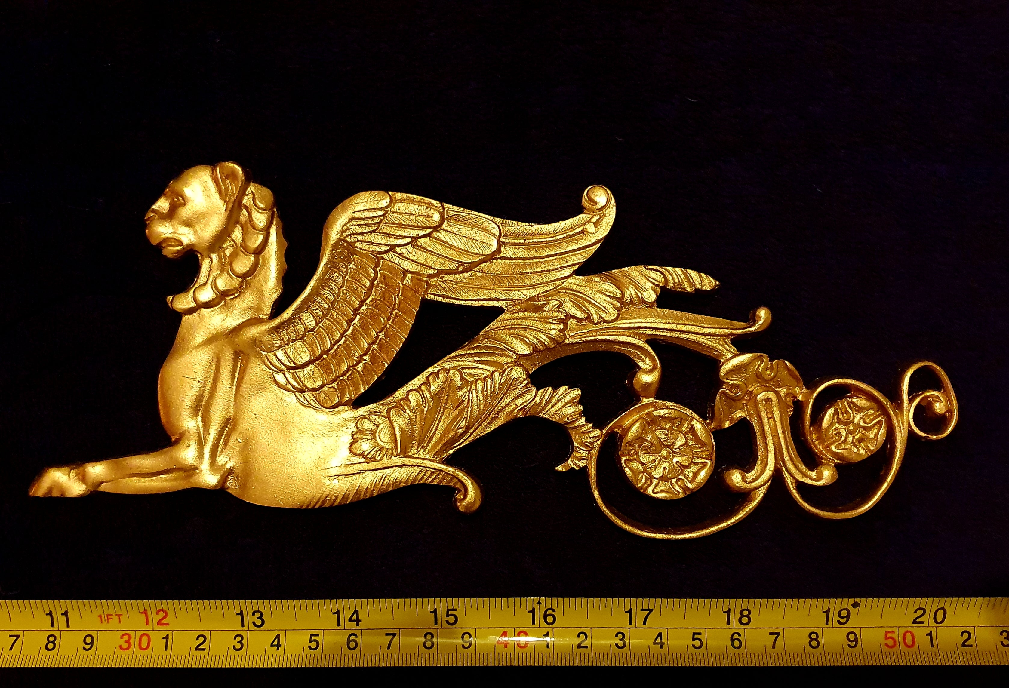 LARGE PAIR EMPIRE SPHINX GRIFFIN WALL MOULDING ONLAY APPLIQUE (No52)