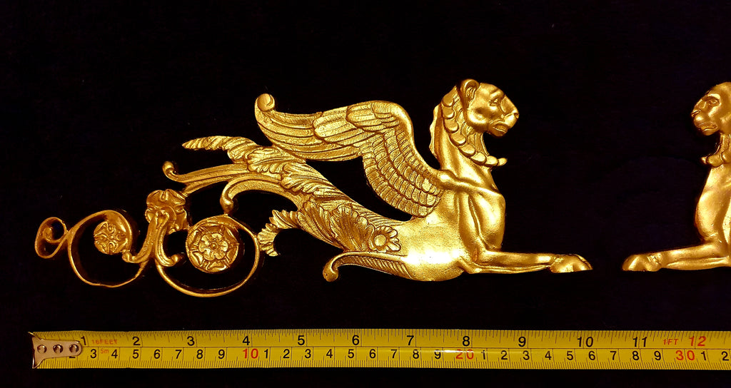 LARGE PAIR EMPIRE SPHINX GRIFFIN WALL MOULDING ONLAY APPLIQUE (No52)