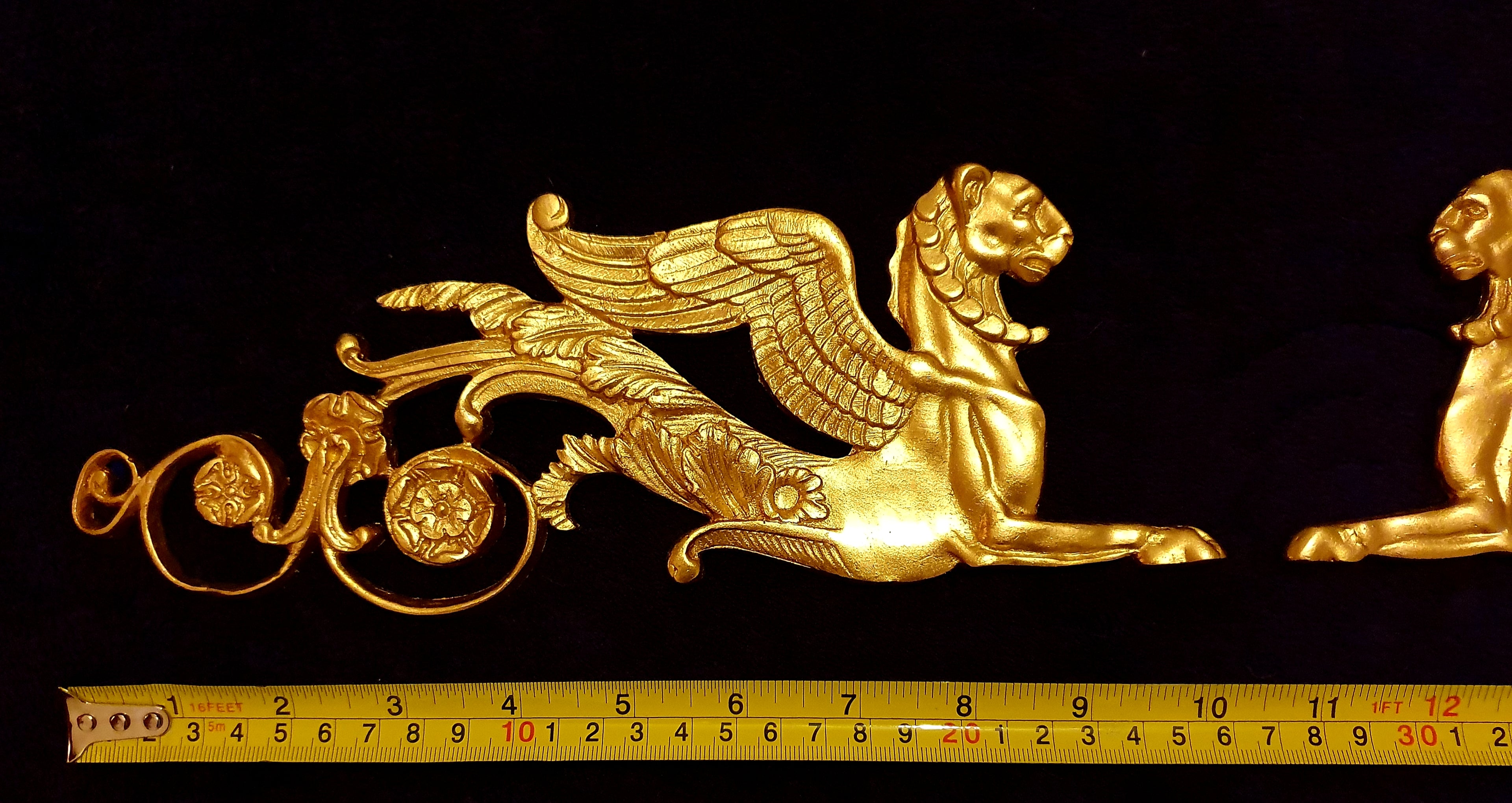 LARGE PAIR EMPIRE SPHINX GRIFFIN WALL MOULDING ONLAY APPLIQUE (No52)
