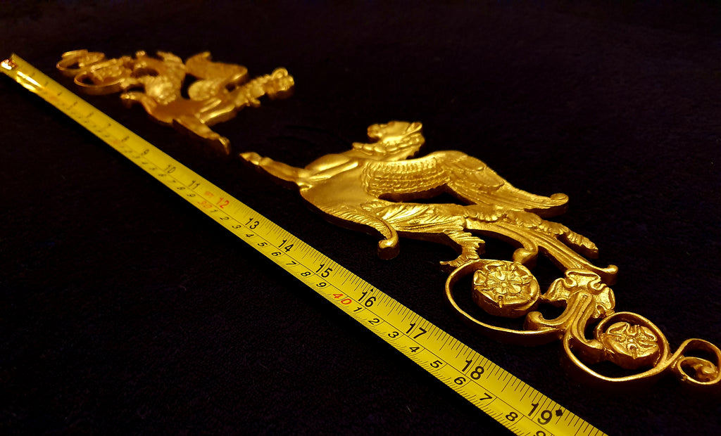 LARGE PAIR EMPIRE SPHINX GRIFFIN WALL MOULDING ONLAY APPLIQUE (No52)