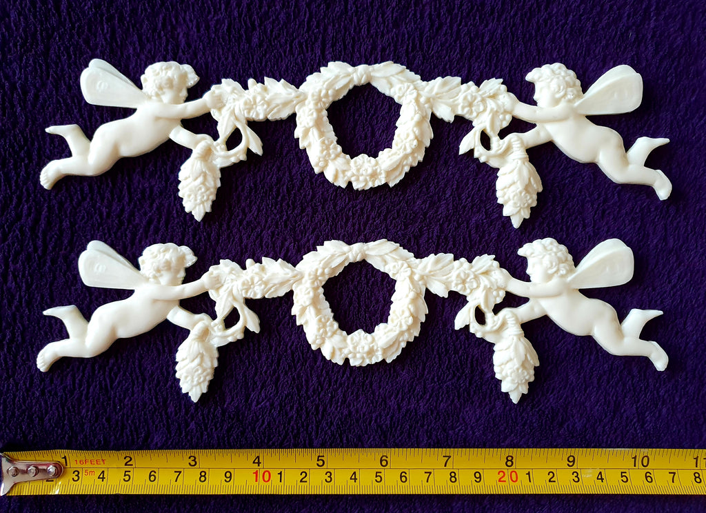 PAIR DECORATIVE MOULDING ANTIQUE STYLE WALL MIRROR DECORATION (No72)