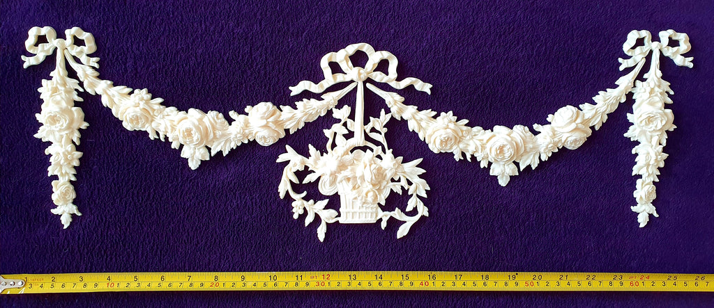 LARGE LOUIS XVI FLORAL WALL DOOR MOULDING DECORATION (No53)