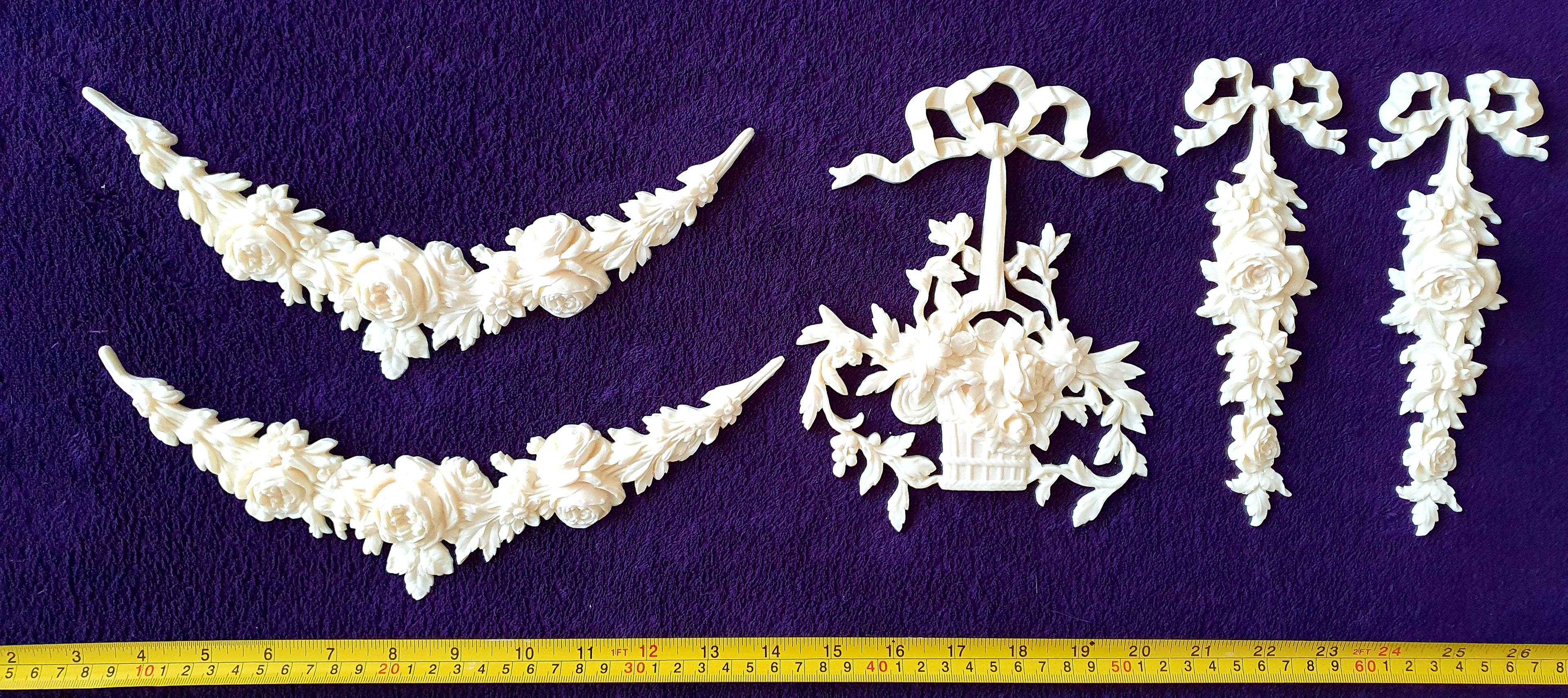 LARGE LOUIS XVI FLORAL WALL DOOR MOULDING DECORATION (No53)