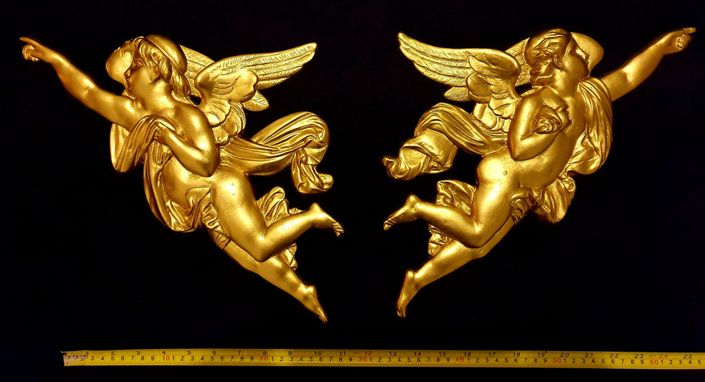 PAIR DECORATIVE MOULDING ANTIQUE ORNATE WALL OR FURNITURE DECORATION (No98)