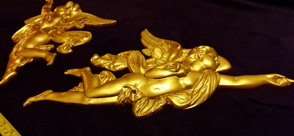 PAIR DECORATIVE MOULDING ANTIQUE ORNATE WALL OR FURNITURE DECORATION (No98)