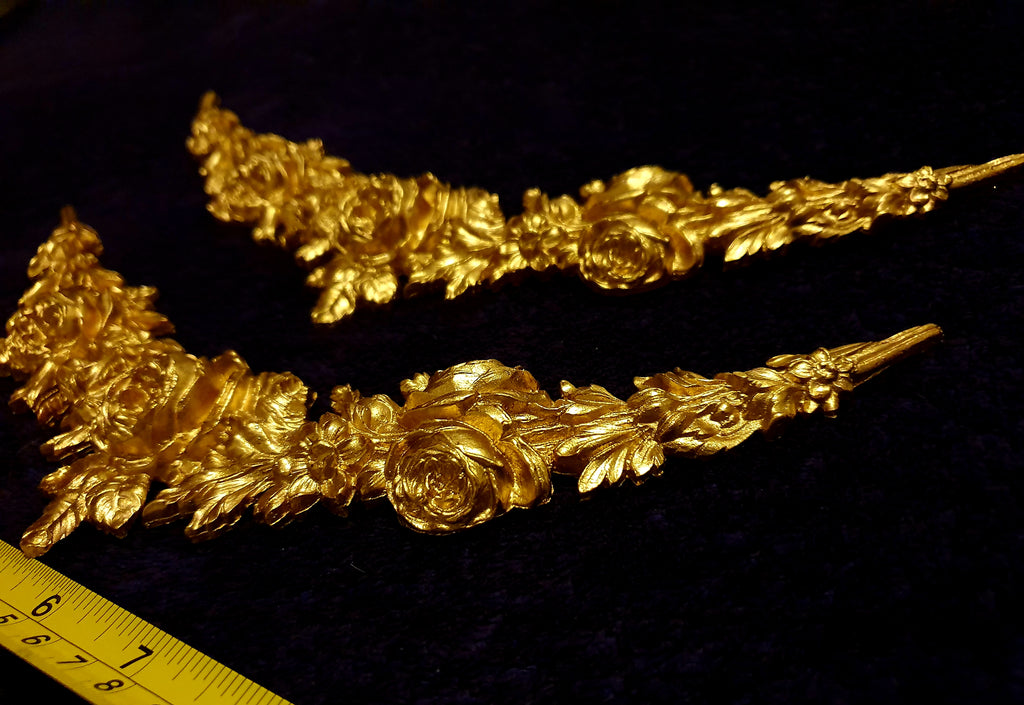 PAIR DECORATIVE FLORAL SWAG ONLAY MOULDING WALL FURNITURE DECORATION (No118)