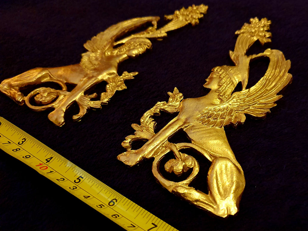 PAIR EMPIRE SPHINX GRIFFIN WALL MOULDING ONLAY APPLIQUE (No122)