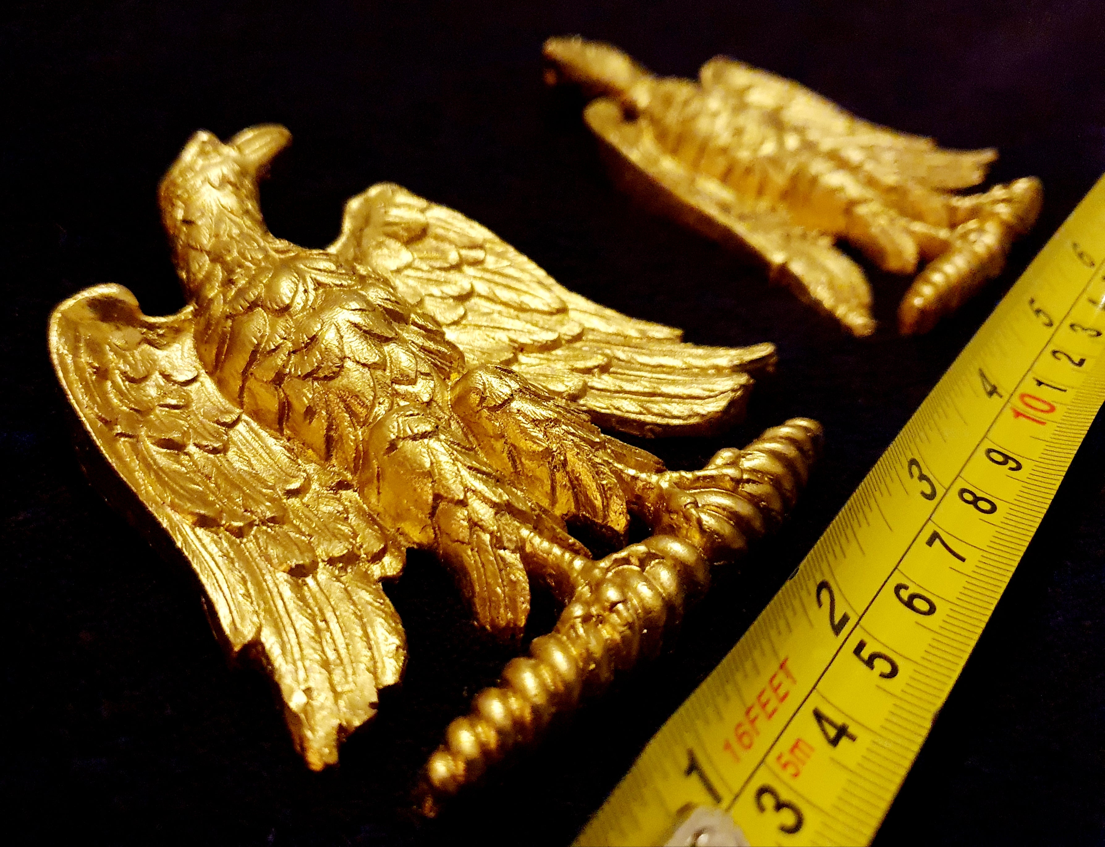 SMALL PAIR EMPIRE EAGLES WALL MOULDING ONLAY APPLIQUE (No123)
