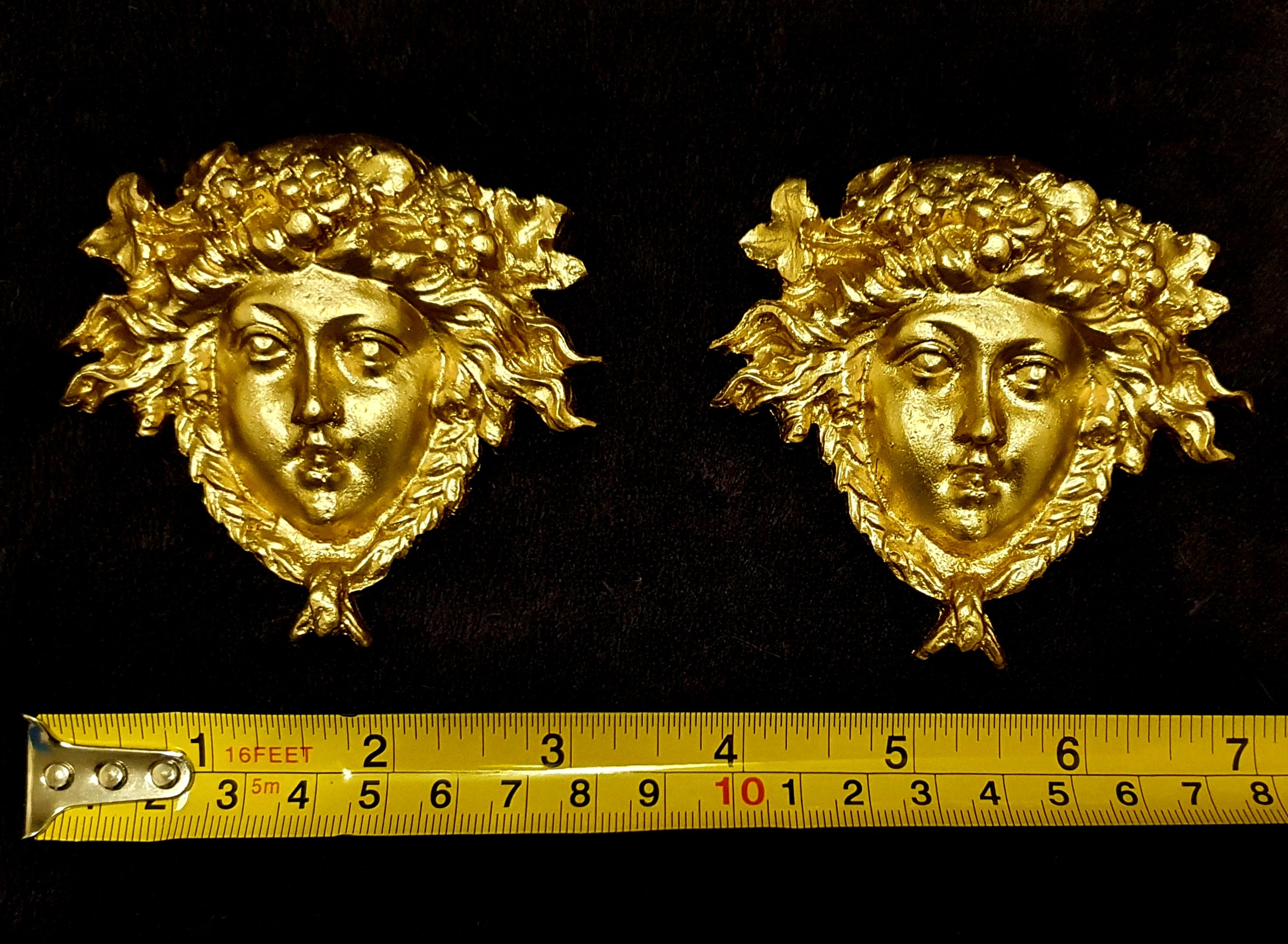 PAIR DECORATIVE MOULDING ANTIQUE STYLE WALL MIRROR DECORATION (No127)