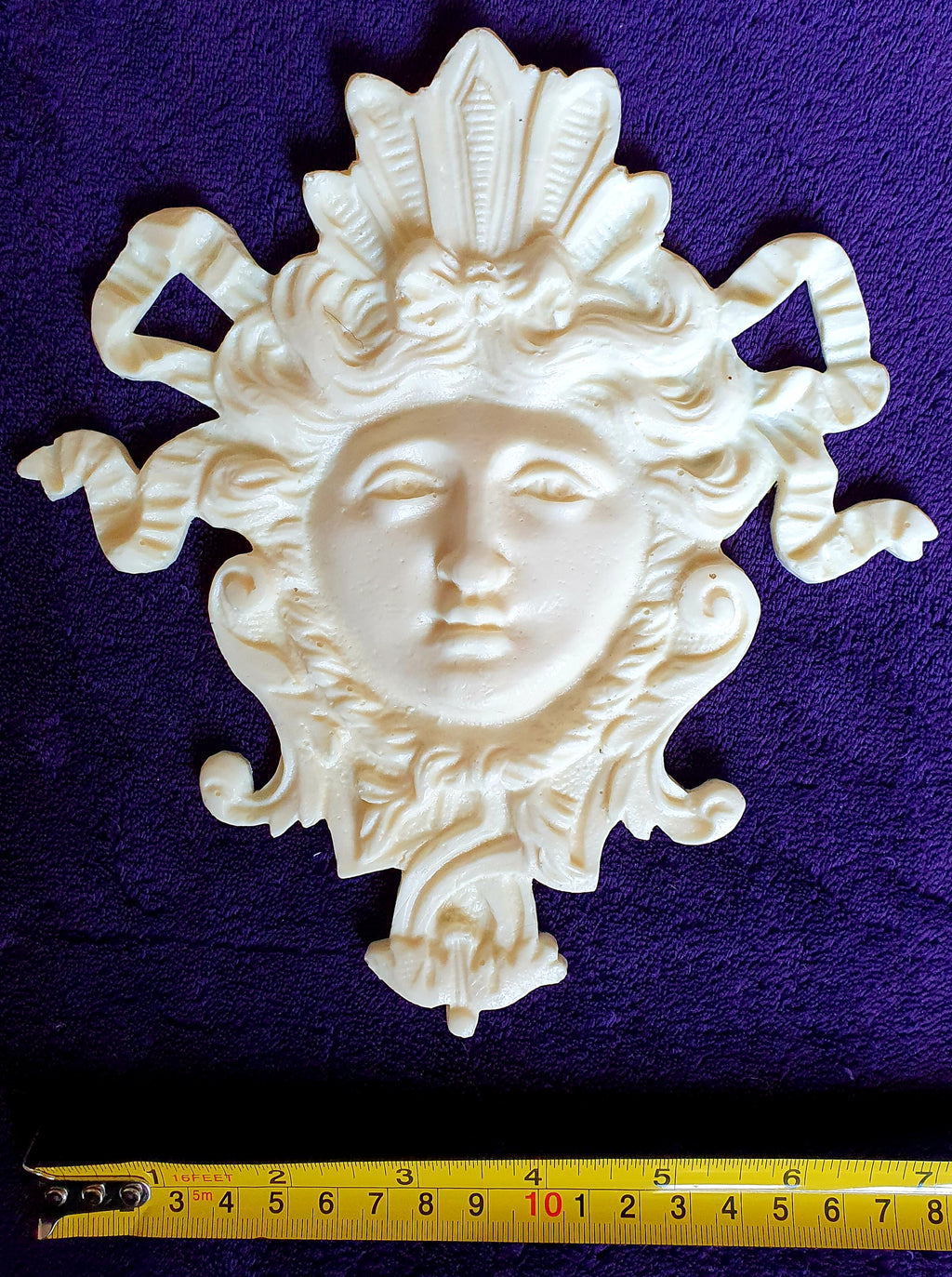 LARGE ORNATE LOUIS XVI WALL FEMALE FACE MOULDING DECORATION (No132)