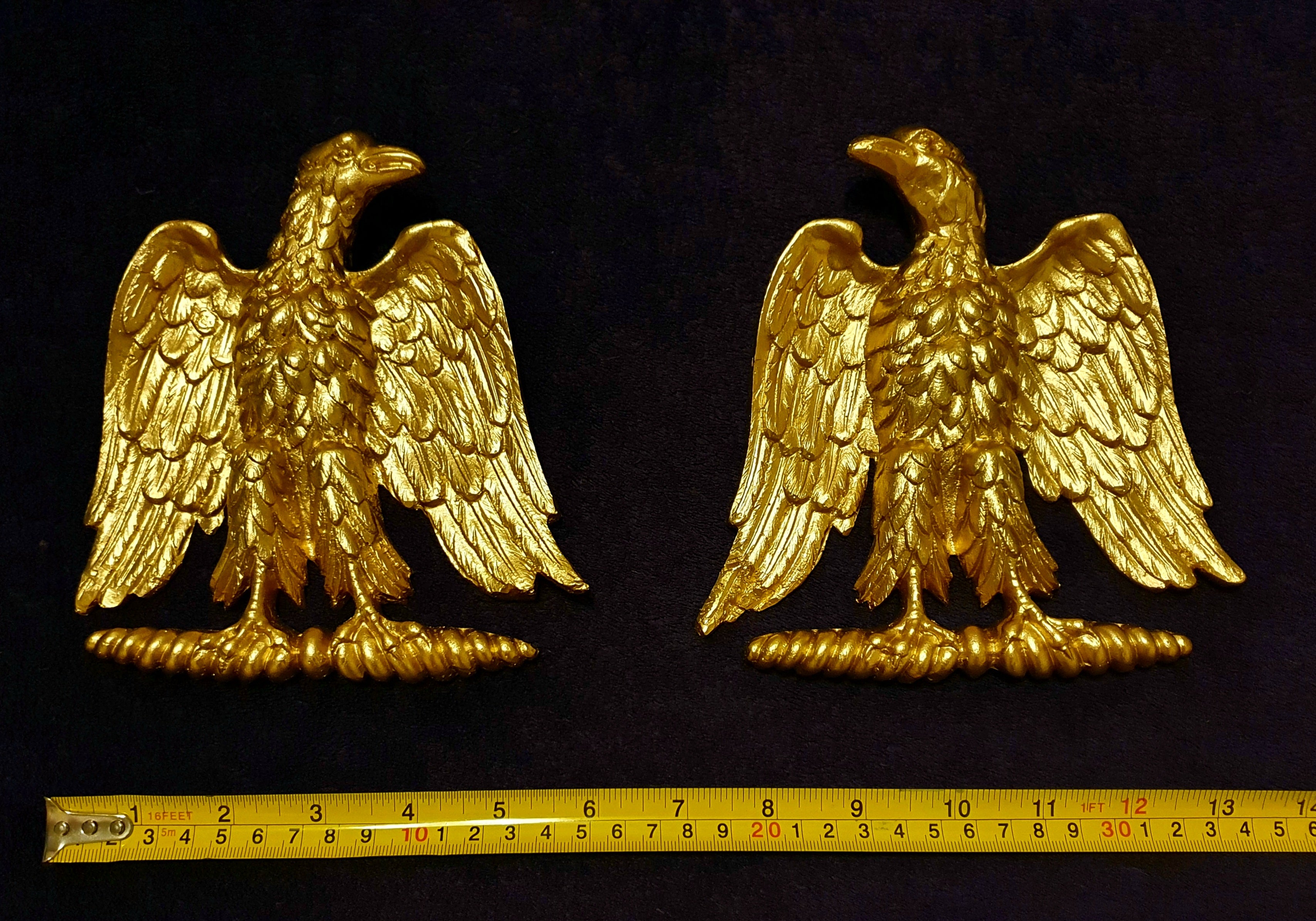 LARGE PAIR EMPIRE EAGLES WALL MOULDING ONLAY APPLIQUE (No134)