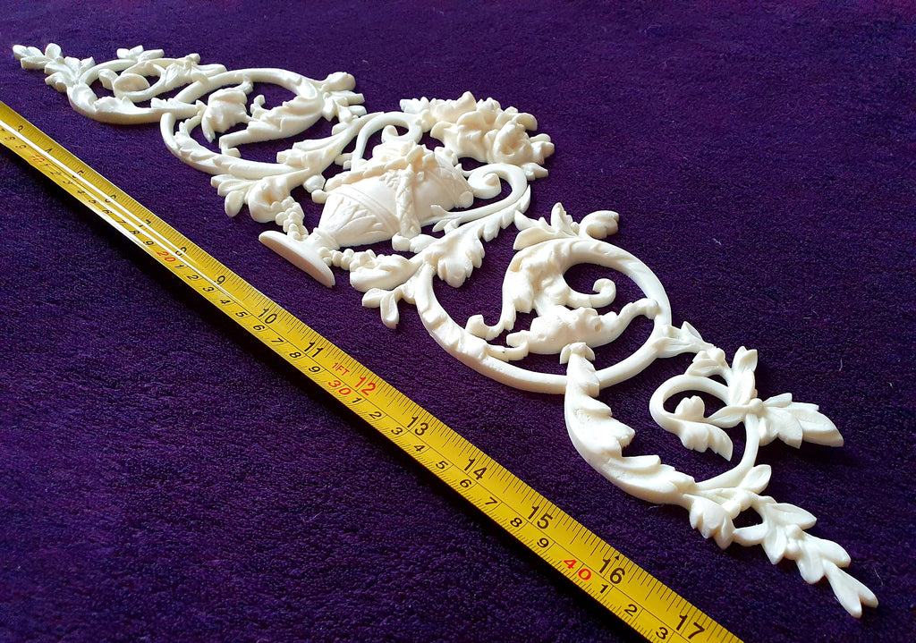 DECORATIVE RESIN MOULDING LOUIS XVI ANTIQUE APPLIQUE GILT WHITE WALL DECORATION (No141)