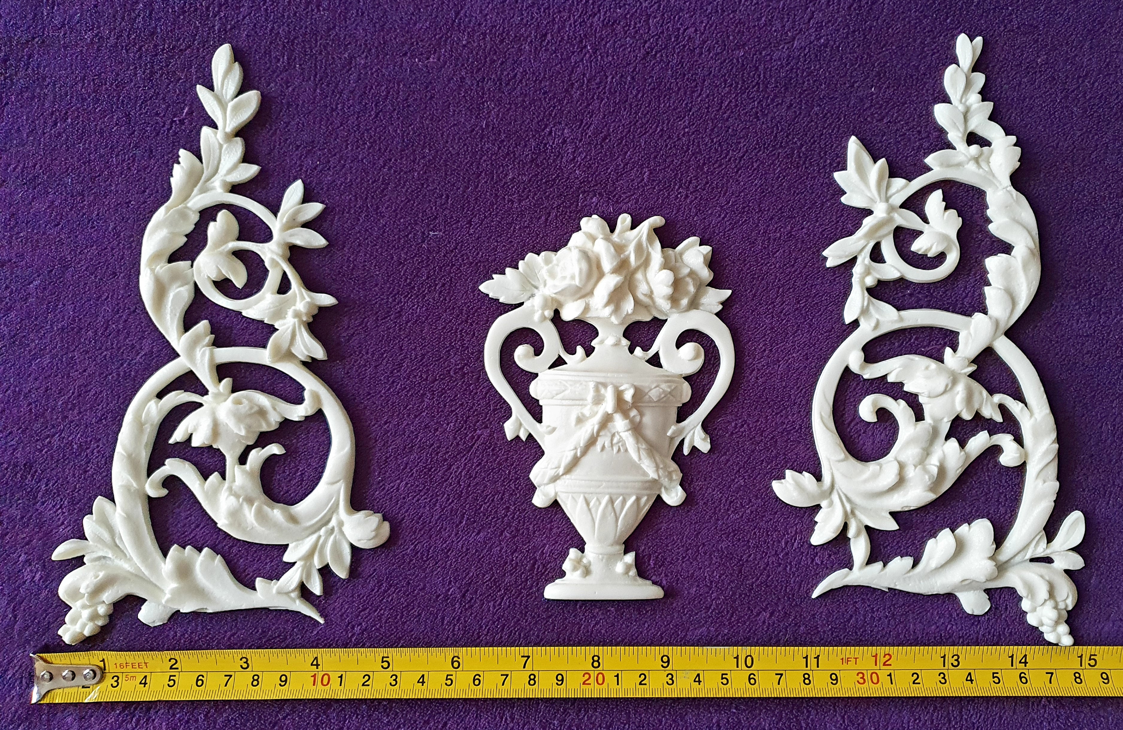 DECORATIVE RESIN MOULDING LOUIS XVI ANTIQUE APPLIQUE GILT WHITE WALL DECORATION (No141)