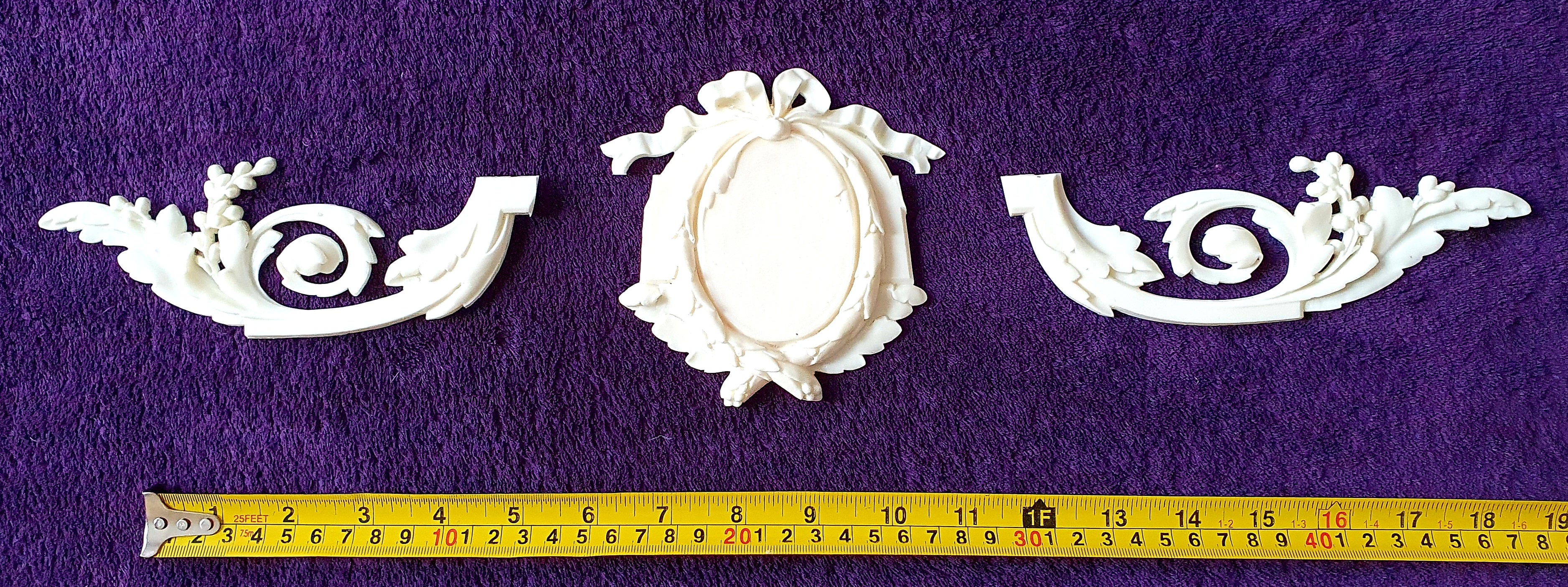 DECORATIVE RESIN MOULDING LOUIS XVI ANTIQUE APPLIQUE GILT WHITE WALL DECORATION(No140)