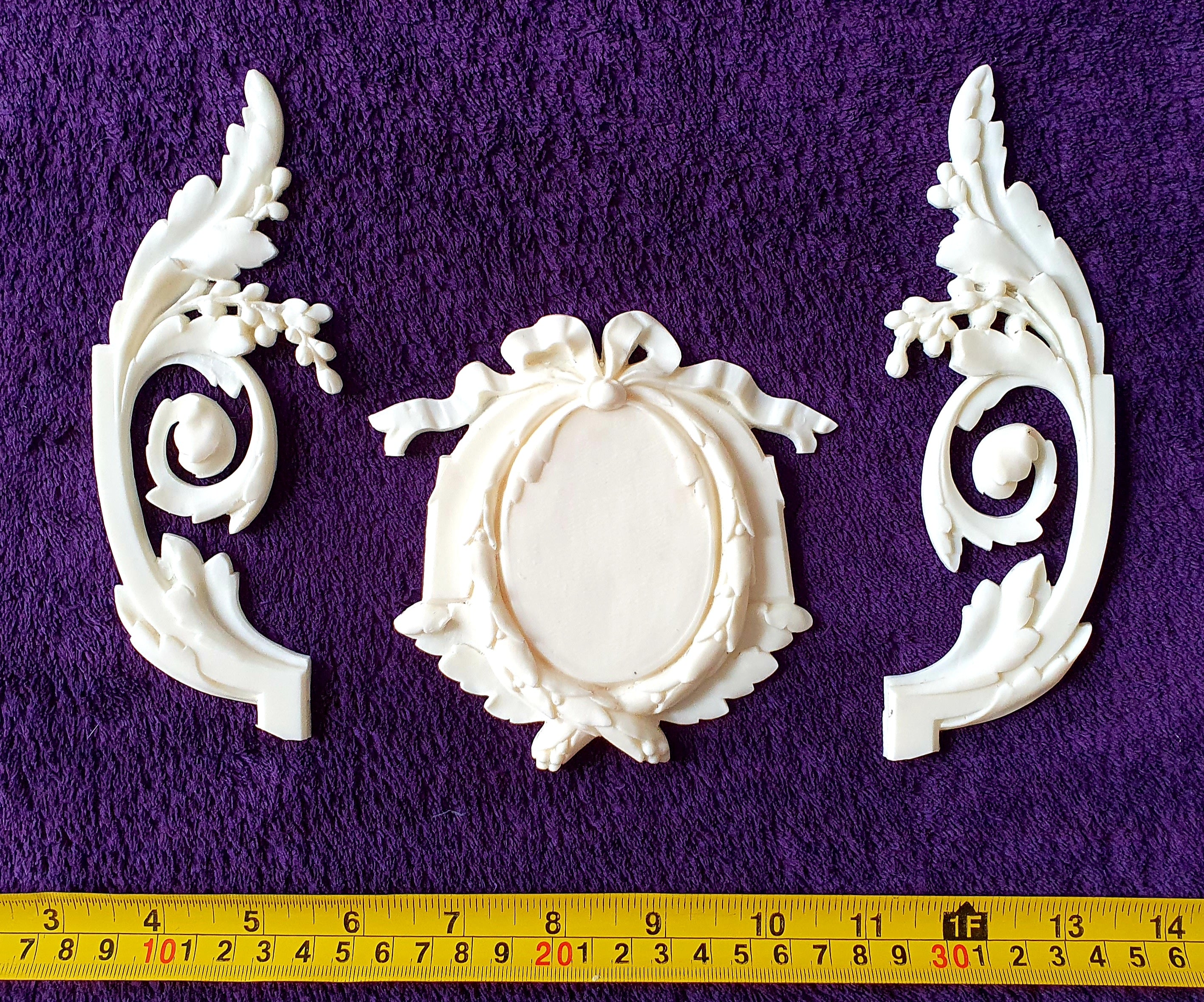 DECORATIVE RESIN MOULDING LOUIS XVI ANTIQUE APPLIQUE GILT WHITE WALL DECORATION(No140)