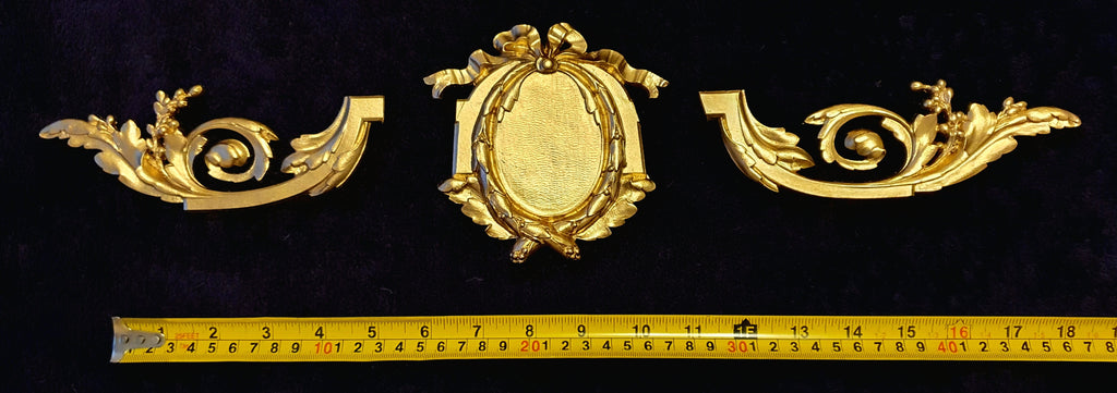 DECORATIVE RESIN MOULDING LOUIS XVI ANTIQUE APPLIQUE GILT WHITE WALL DECORATION(No140)