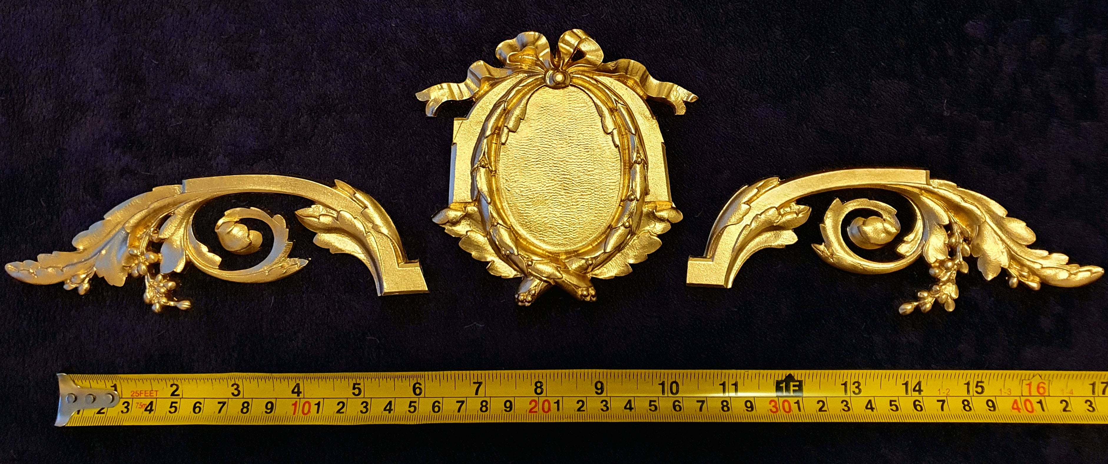 DECORATIVE RESIN MOULDING LOUIS XVI ANTIQUE APPLIQUE GILT WHITE WALL DECORATION(No140)