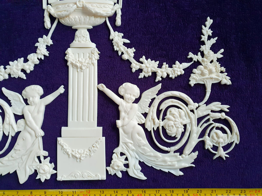 LARGE LOUIS XVI PLASTIC ORNATE WALL MIRROR MOULDING DECORATION (No149)