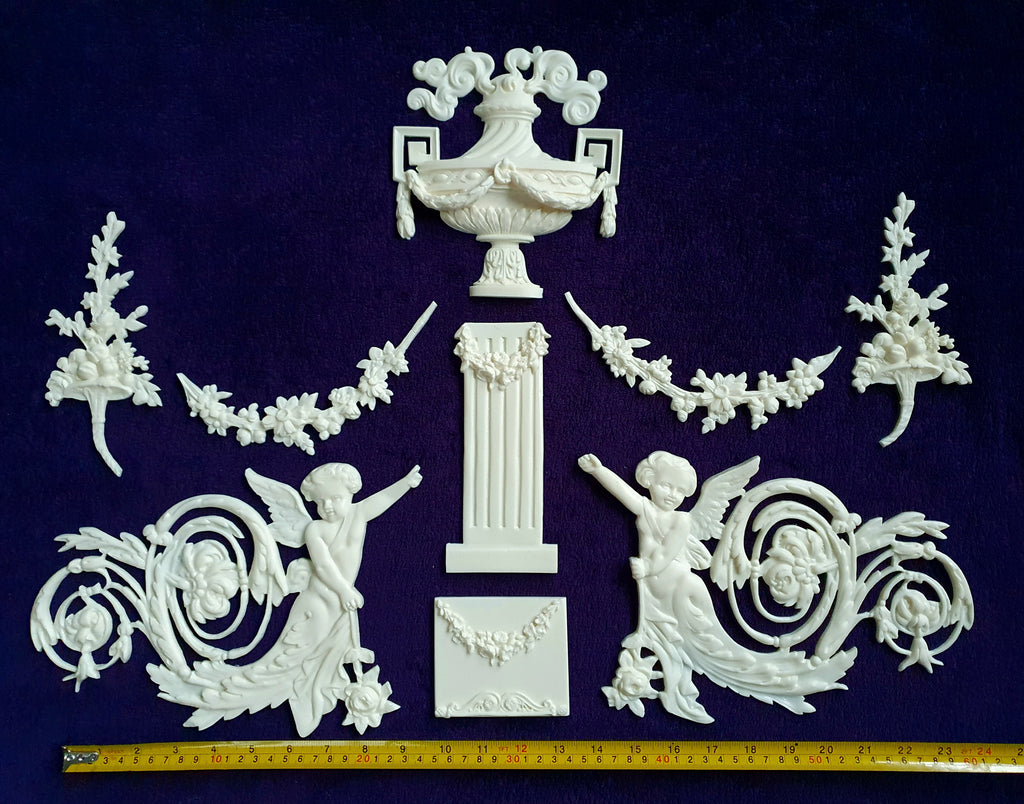 LARGE LOUIS XVI PLASTIC ORNATE WALL MIRROR MOULDING DECORATION (No149)
