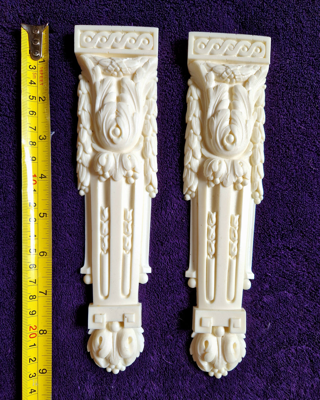 PAIR LOUIS XVI STYLE PLASTIC ORNATE WALL MIRROR MOULDING DECORATION (No155)